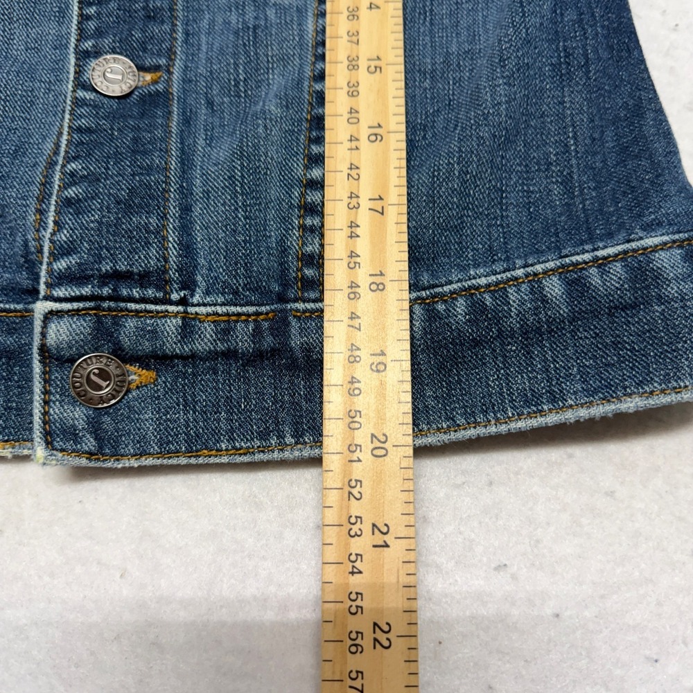 Juicy Couture Jeans Glamorous USA Women's Denim Heart Moto Jacket Y2K Size Small - Picture 11 of 16